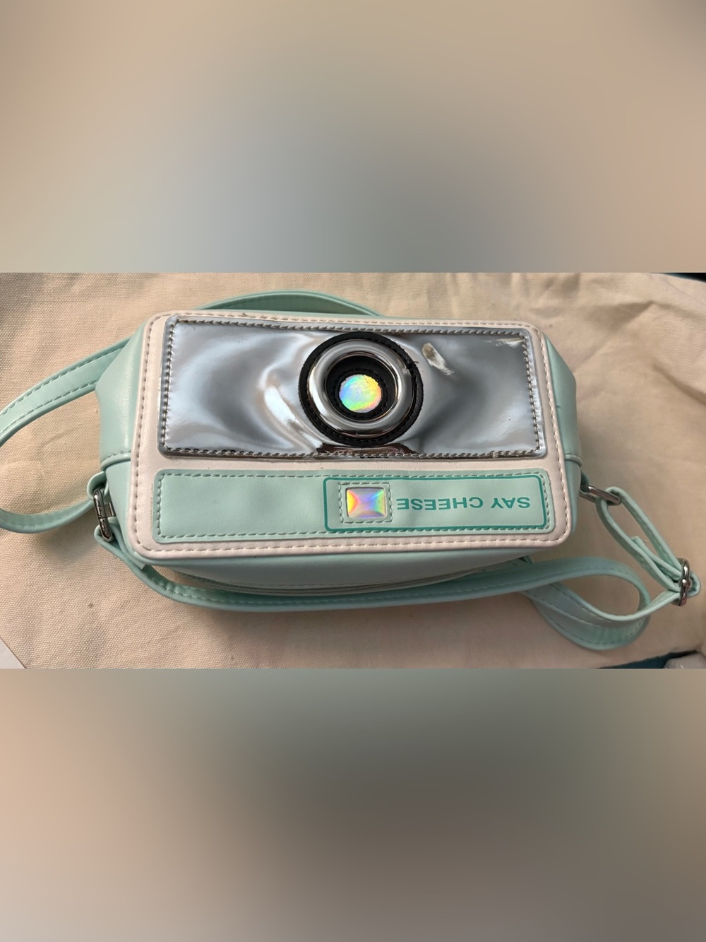 Mint Green 'Say Cheese' Camera-Style Crossbody Bag